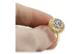 Oro amarillo de 14 quilates Circón Anillo Vintage vrc059y